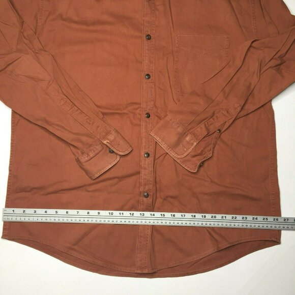 Charter Club Room Mens Button Up Long Sleeved Shirt Tomato Red Size XL - Picture 7 of 12